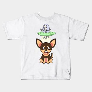 Cute small dog is abducted by aliens Kids T-Shirt